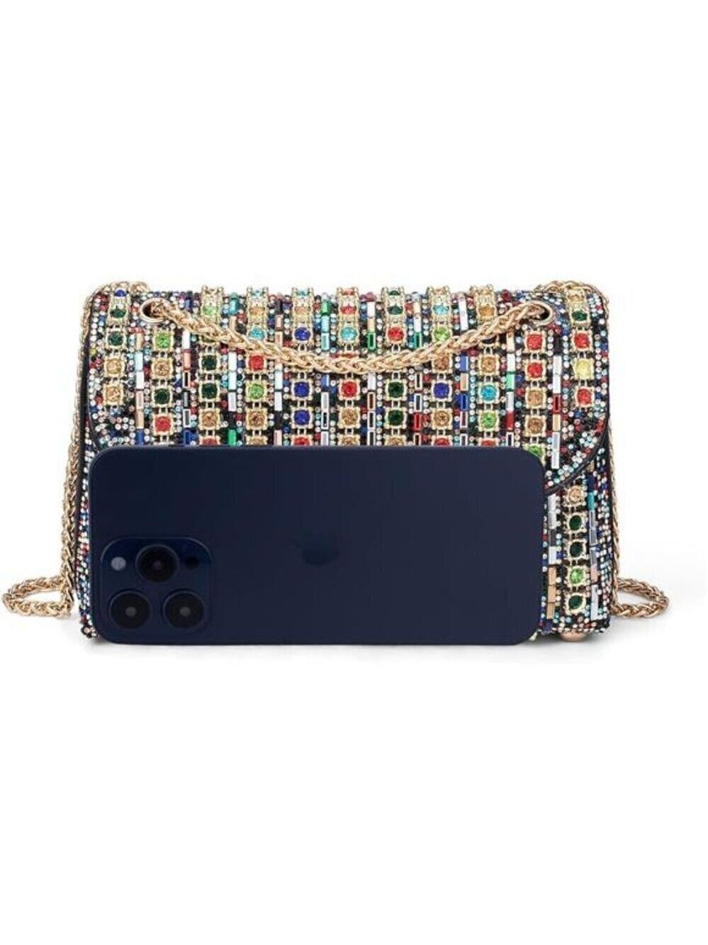 Sparkly Rhinestones Clutch Purses Crossbody Bag with Chain for Wedding Party - Picture 4 of 12
